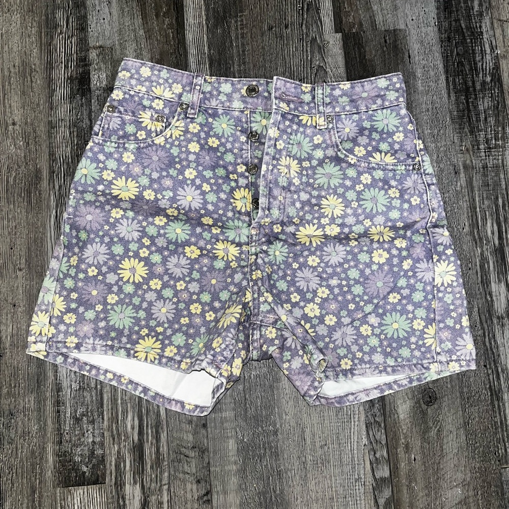 Zara Purple Floral Jean Shorts